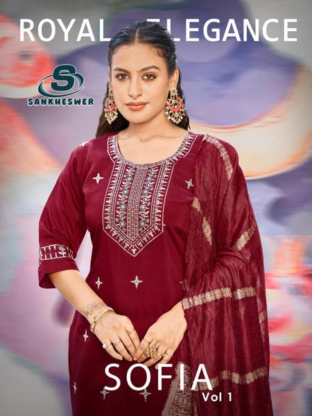 Sofia Vol 1 By Sankheswer Roman Silk Readymade Top Bottom With Dupatta Wholesale In India